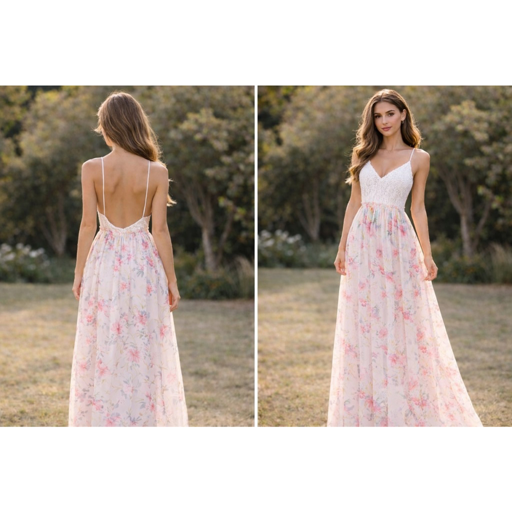 Nylon Apparel Floral Backless Maxi Dress – Size L